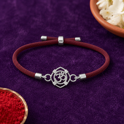 Om Radiance Silver Rakhi