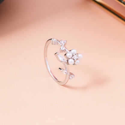 Pearl Bloom Silver Ring