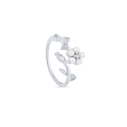 Pearl Bloom Silver Ring