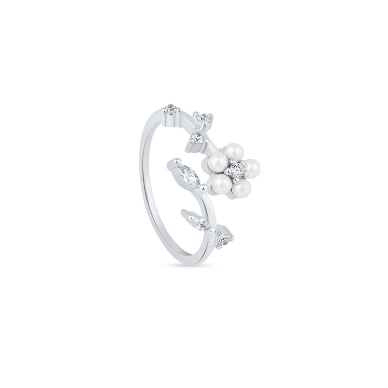 Pearl Bloom Silver Ring