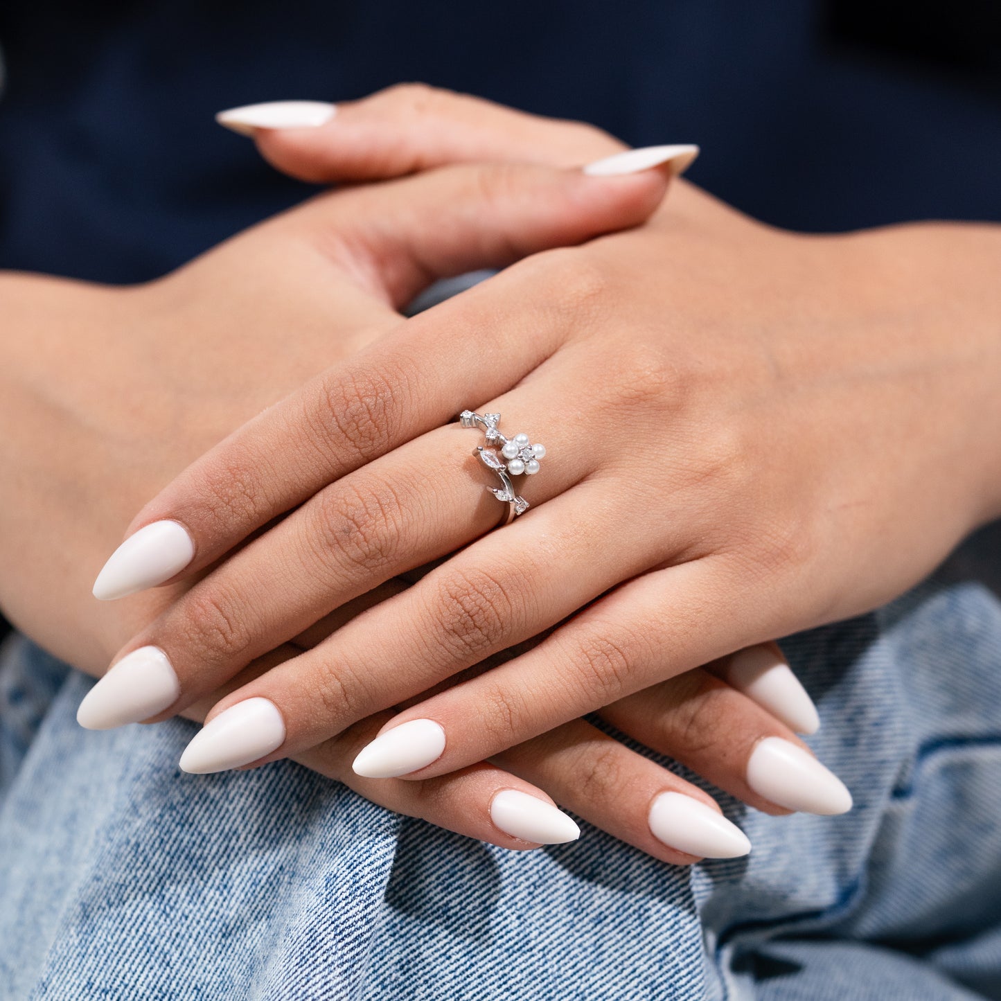 Pearl Bloom Silver Ring