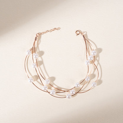 Pearl Stream Rose Gold Plated Silver Bracelet