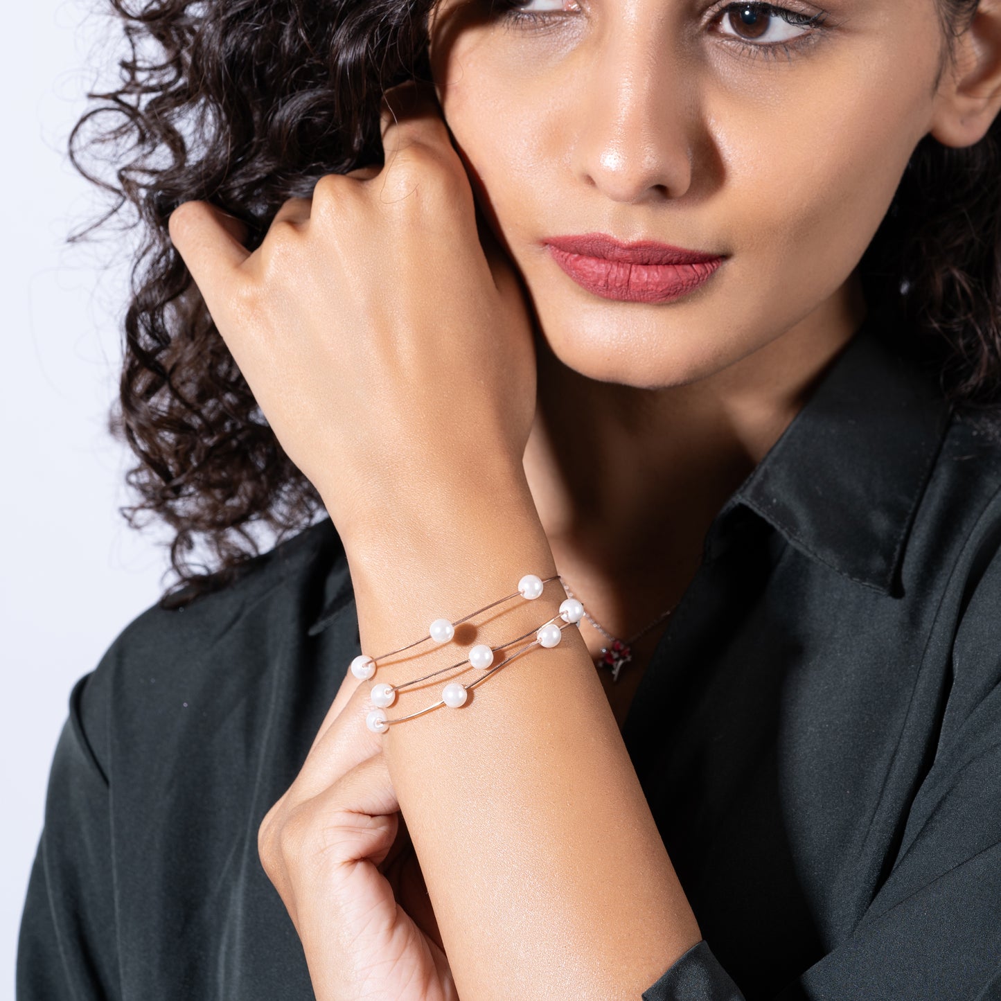 Pearl Stream Rose Gold Plated Silver Bracelet