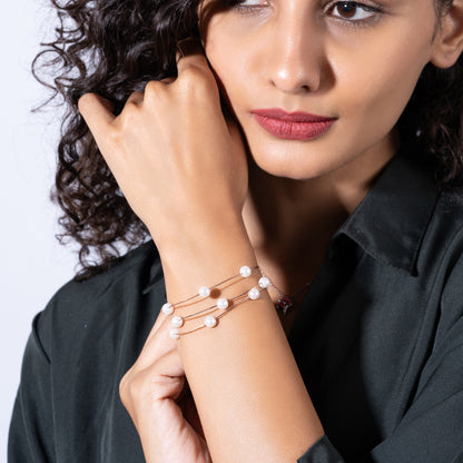 Pearl Stream Rose Gold Plated Silver Bracelet