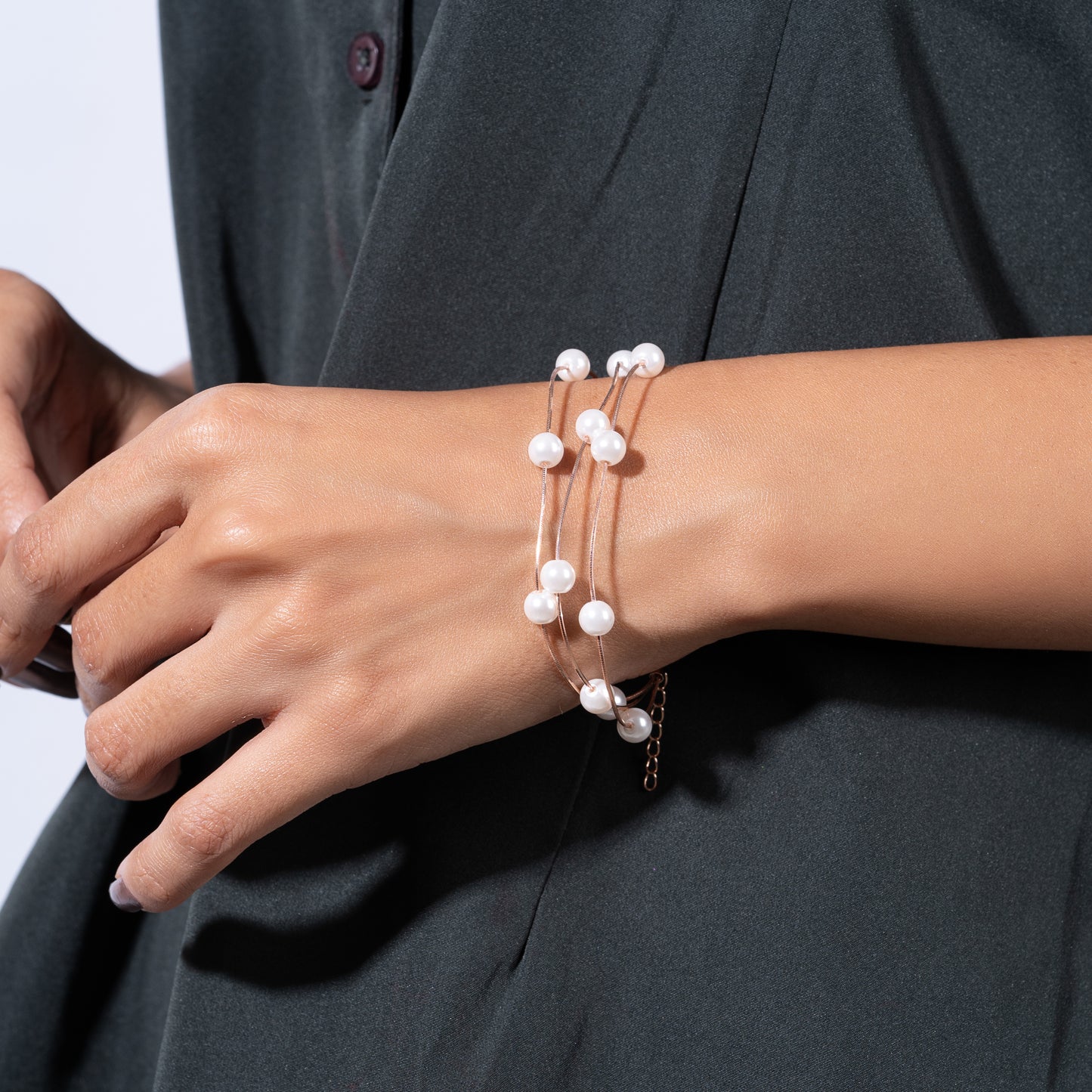 Pearl Stream Rose Gold Plated Silver Bracelet