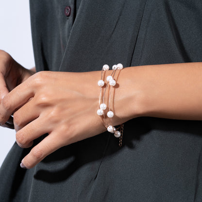 Pearl Stream Rose Gold Plated Silver Bracelet