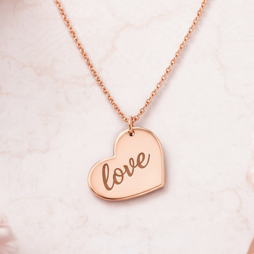 Personalised Heart Shaped Necklace With Text