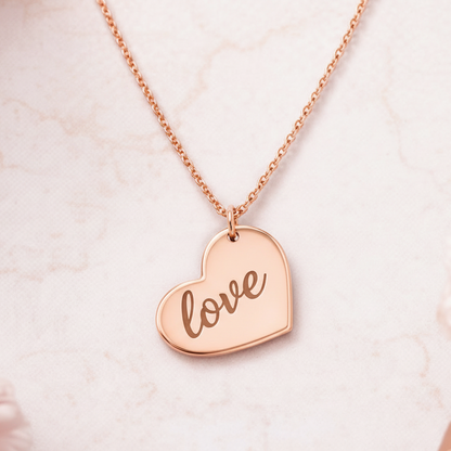 Personalised Heart Shaped Necklace With Text