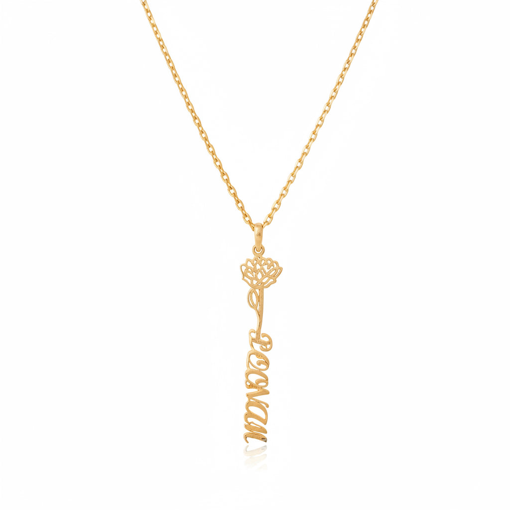 Gold Flower Personalised Name Pendant