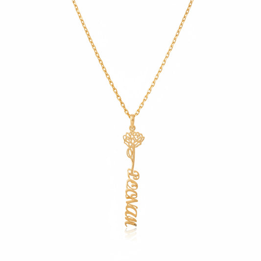 Gold Flower Personalised Name Pendant