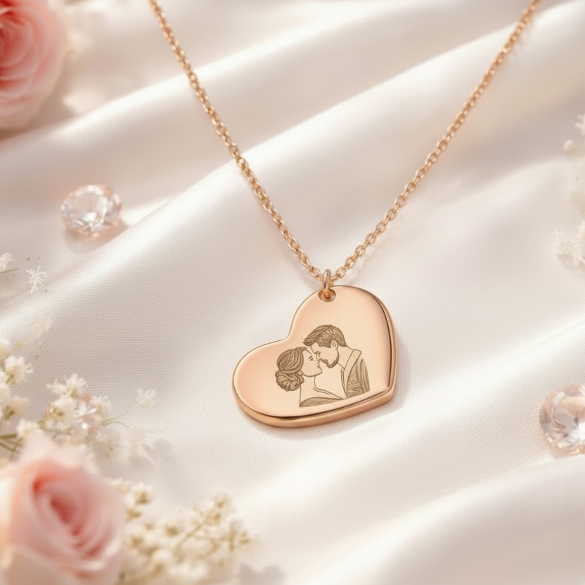 Personalised Heart Shaped Necklace With Image