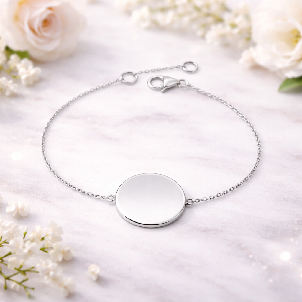 Silver Personalised Round Bracelet With Image