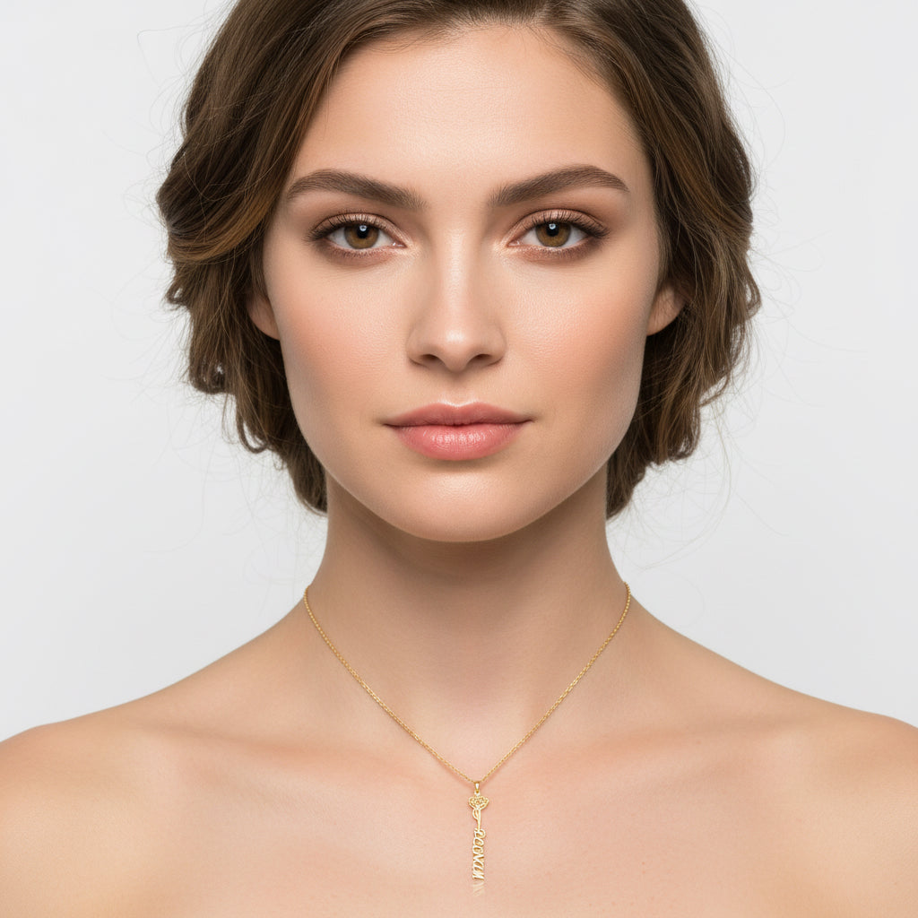 Gold Flower Personalised Name Pendant