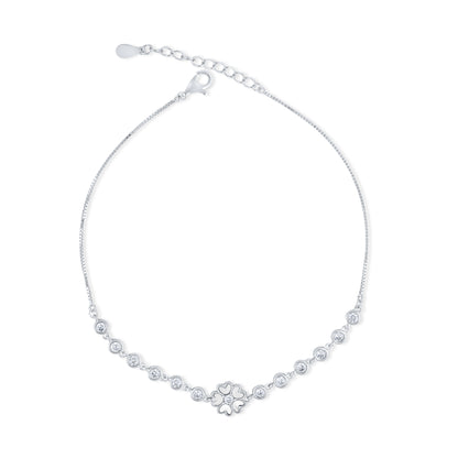 Petal Glow Silver Anklet