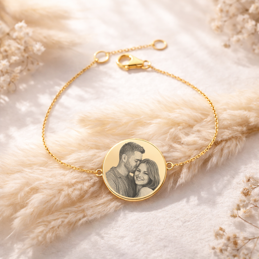 Silver Personalised Round Bracelet With Image