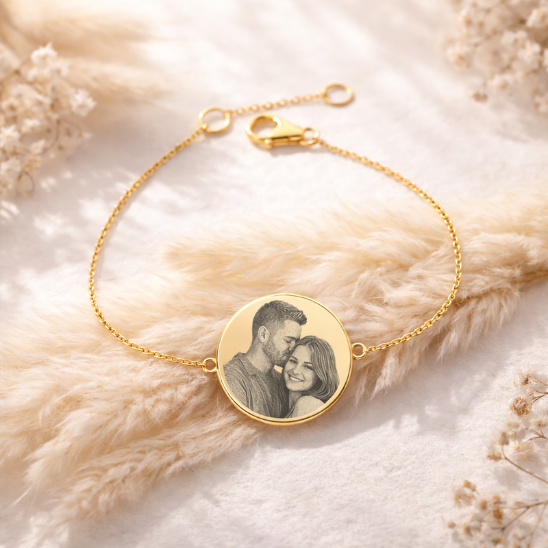 Silver Personalised Round Bracelet With Image