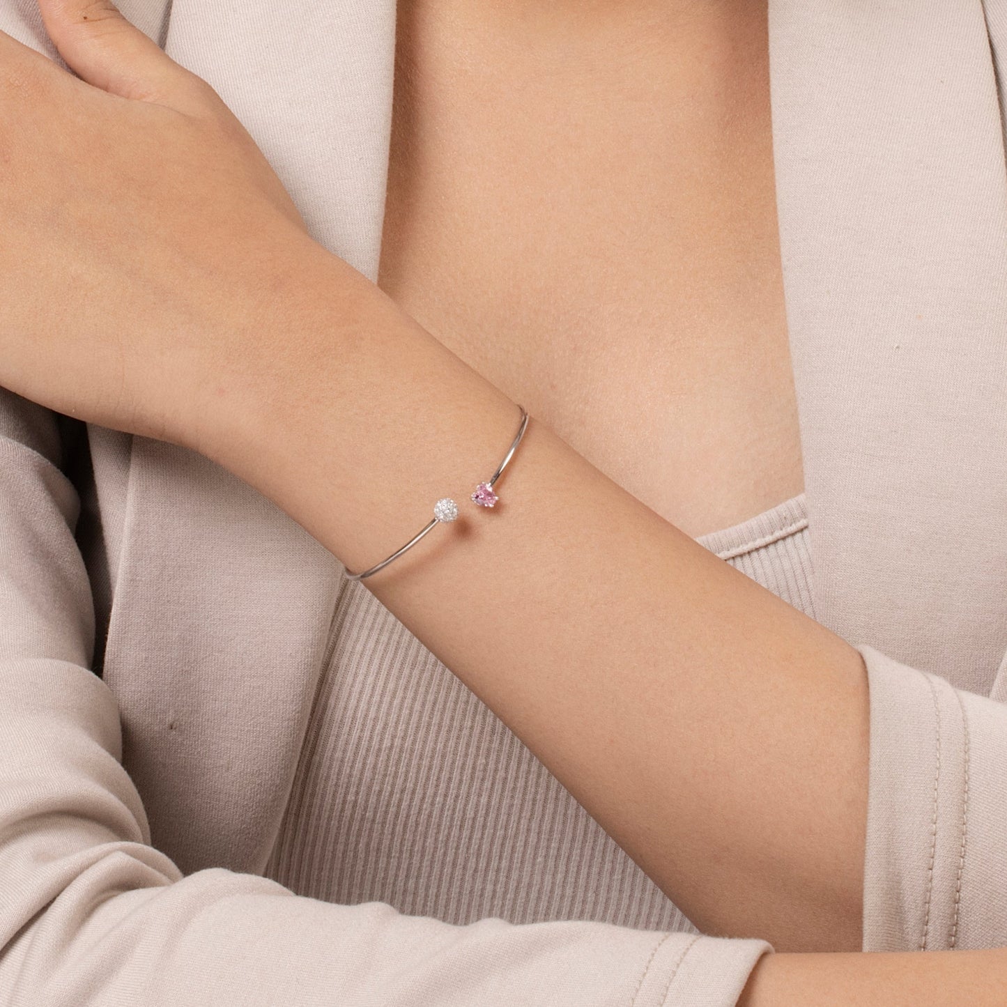Pink Heart Orbit Bracelet