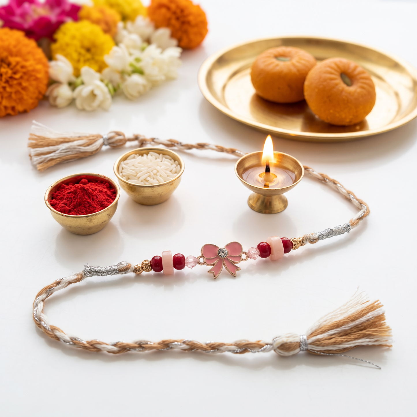 Pretty Bow Silver Rakhi