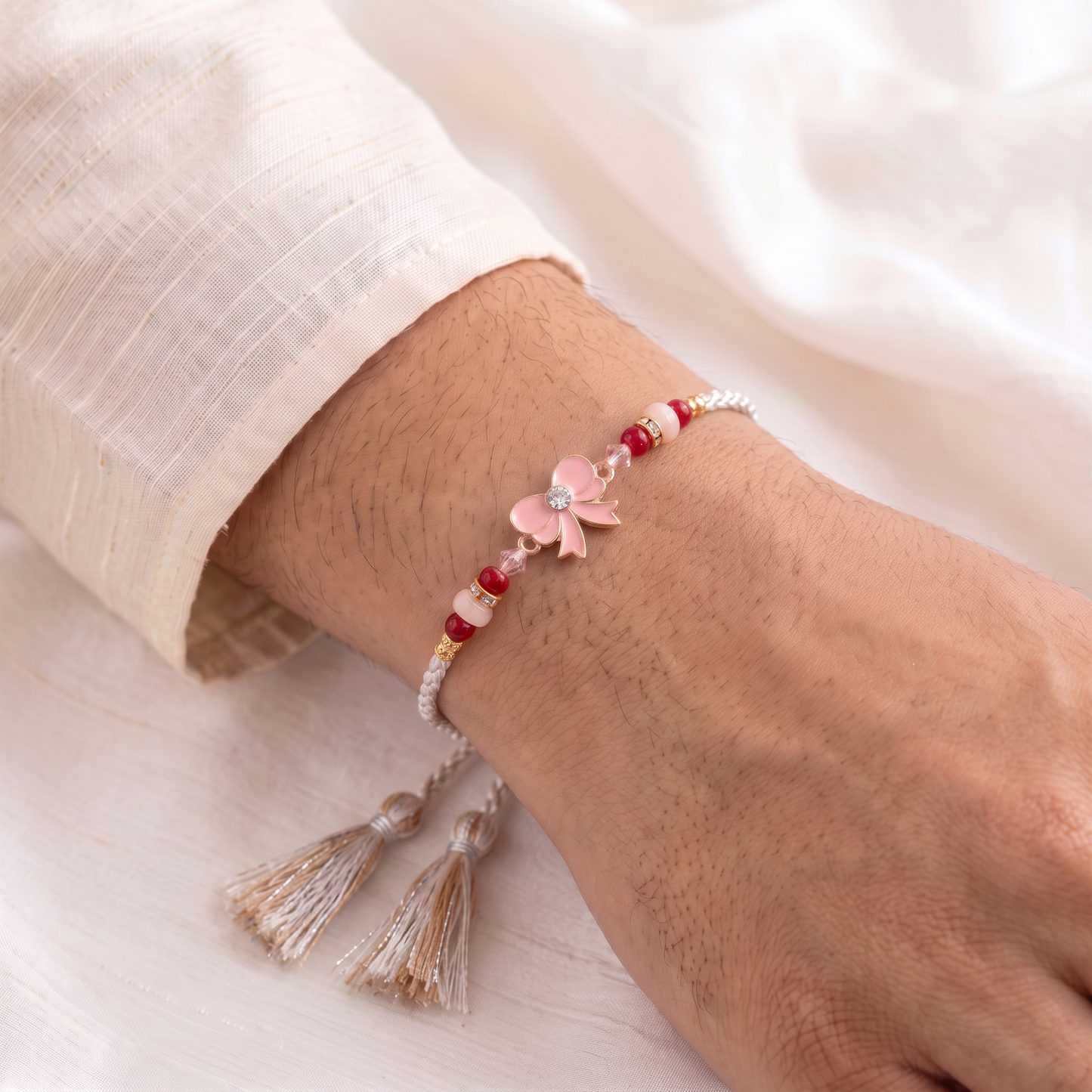 Pretty Bow Silver Rakhi
