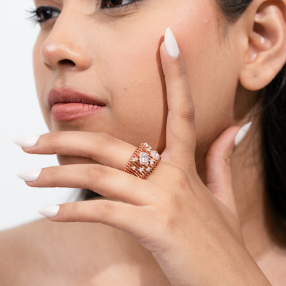 Rosé Crystal Weave Ring