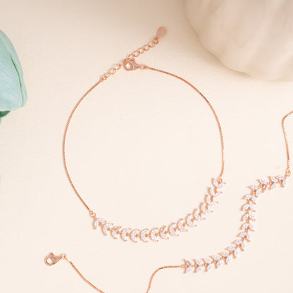 Rosé Leaf Cascade Anklet