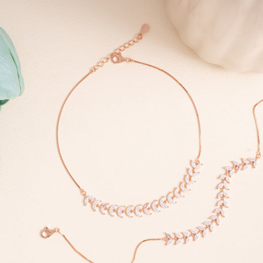 Rosé Leaf Cascade Anklet