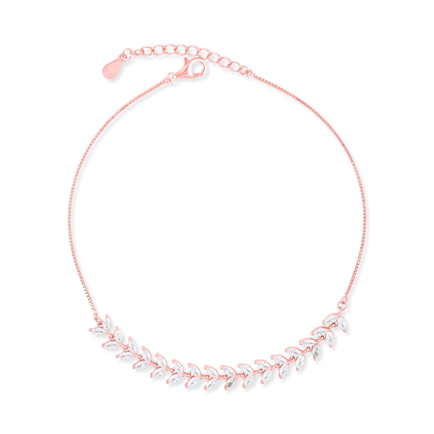 Rosé Leaf Cascade Anklet