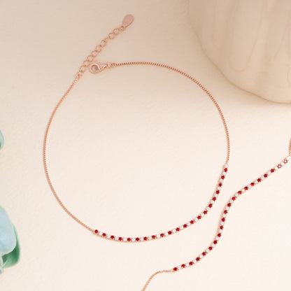 Rosé Ruby Line Anklet