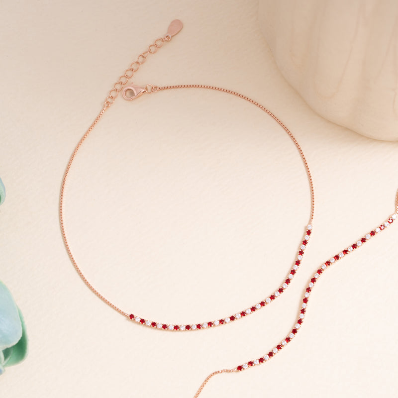 Rosé Ruby Line Anklet