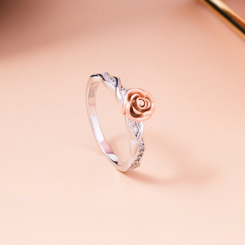 Rosé Bloom Silver Ring