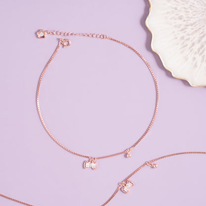 Rose Bow Charm Anklet