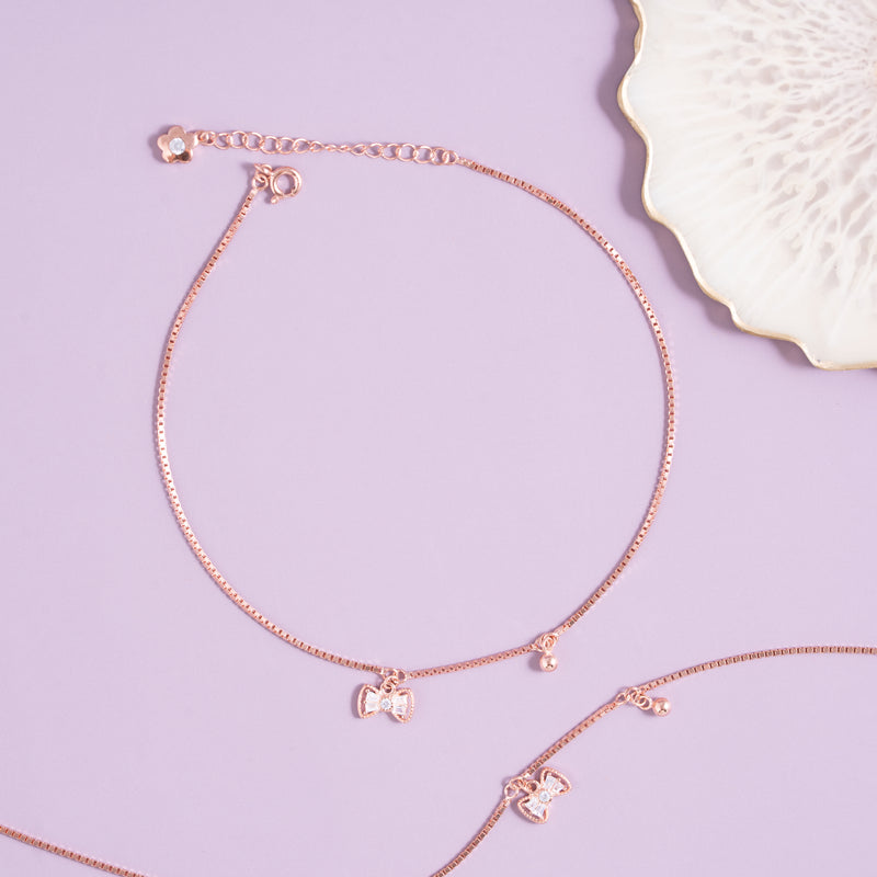 Rose Bow Charm Anklet