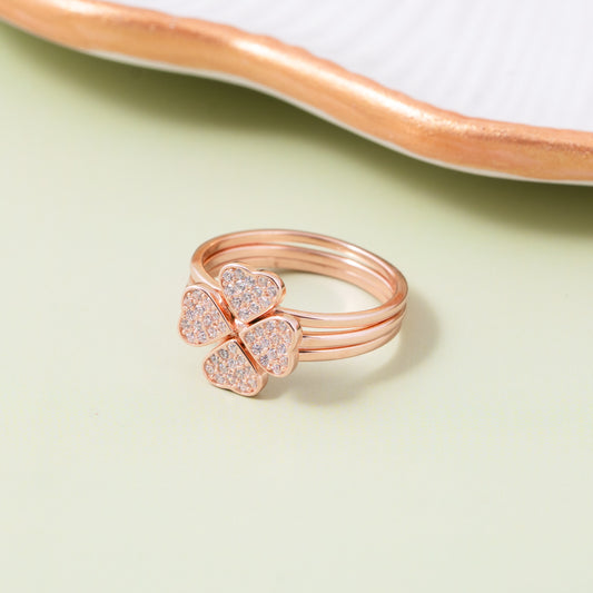 Rosé Lucky Hearts Stack Ring