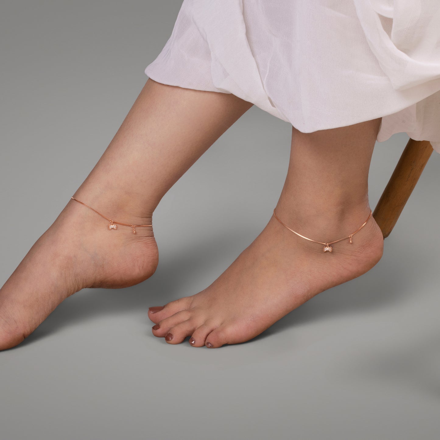 Rose Bow Charm Anklet