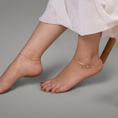 Rose Bow Charm Anklet