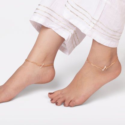 Rose Butterfly Whisper Anklet