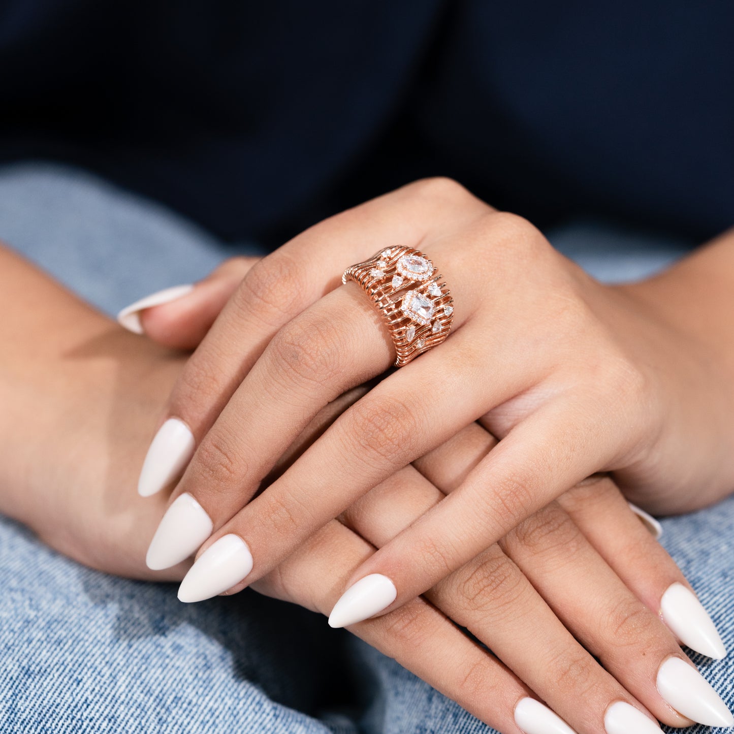Rosé Crystal Weave Ring