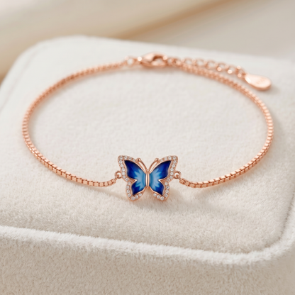 Rose Gold Blue Butterfly Anklet