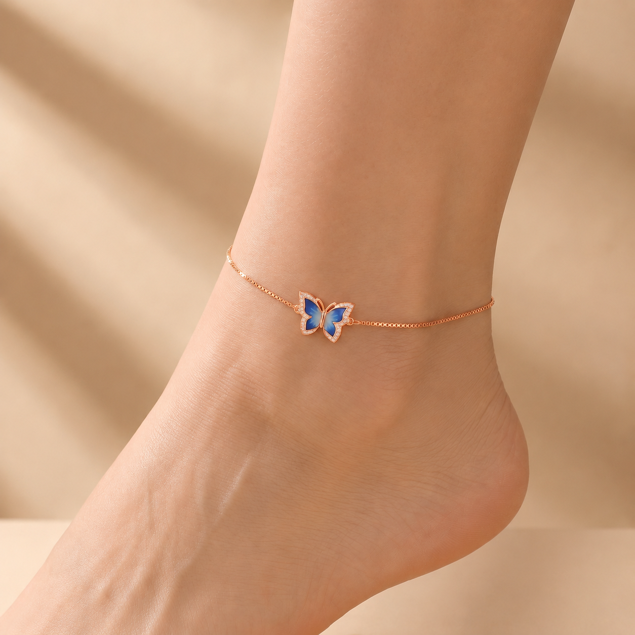 Rose Gold Butterfly Anklet