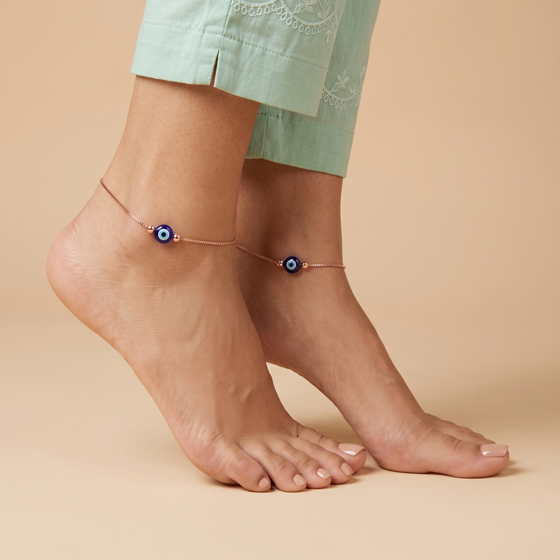 Rose Gold Evil Eye Glow Anklet