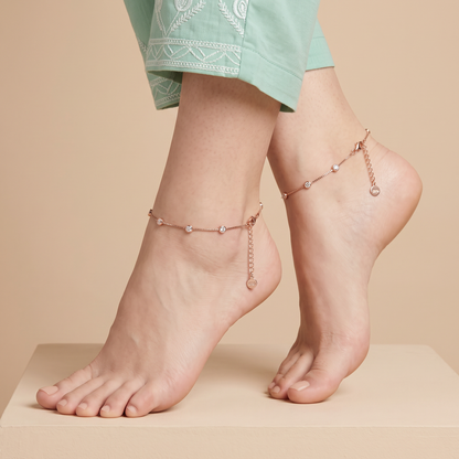 Rose Gold Orbit Spark Anklet