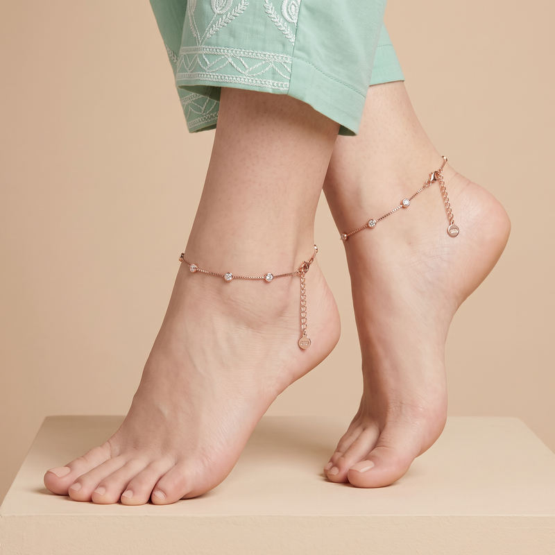 Rose Gold Orbit Spark Anklet