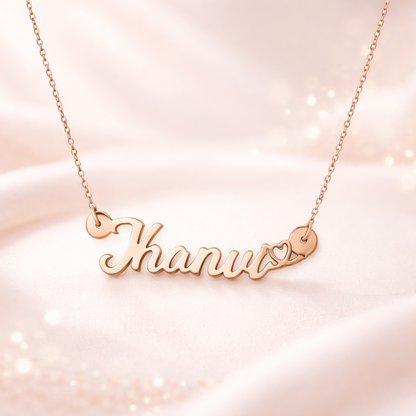 Rose Gold Personalised Name Heart Necklace
