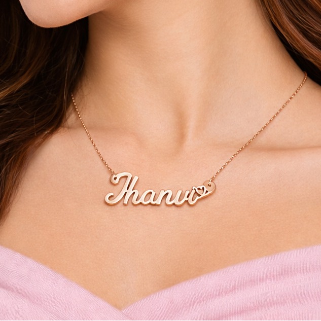 Rose Gold Personalised Name Heart Necklace