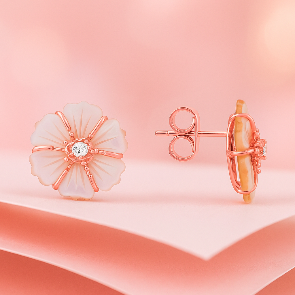 Rose Gold Plated Petal Whisper Stud Earrings