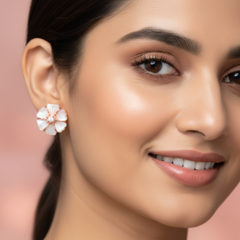 Rose Gold Plated Petal Whisper Stud Earrings