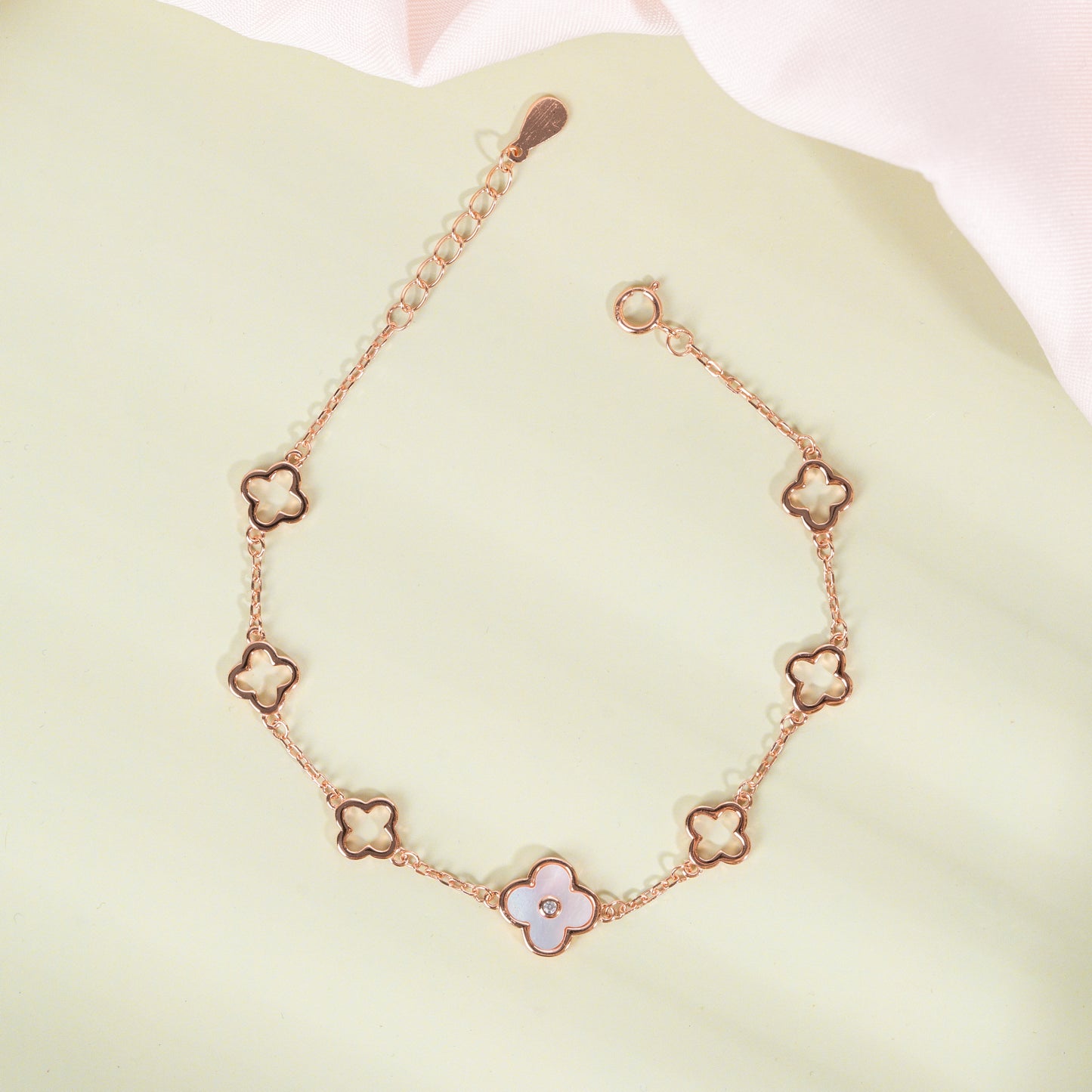Rose Gold Plated Silver Charm Bloom Bracelet