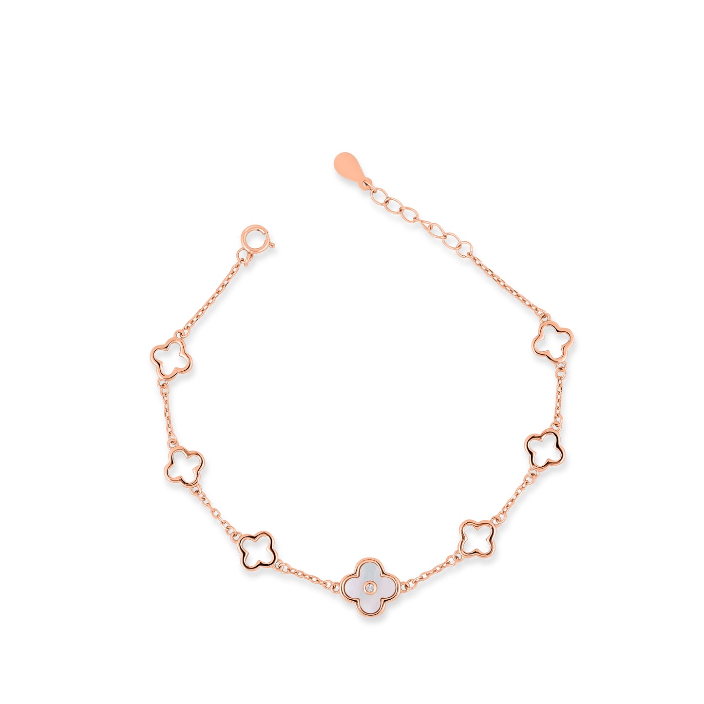 Rose Gold Plated Silver Charm Bloom Bracelet