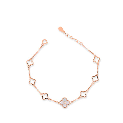 Rose Gold Plated Silver Charm Bloom Bracelet