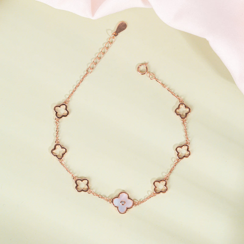 Rose Gold Plated Silver Charm Bloom Bracelet